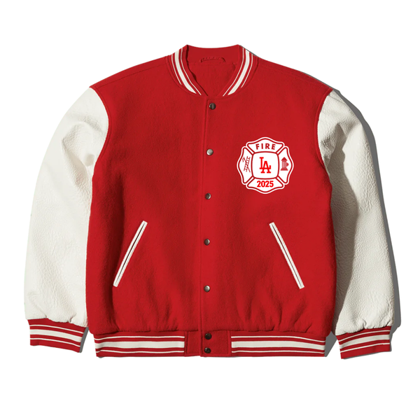 LA Fire Dept. Leather Varsity Jacket
