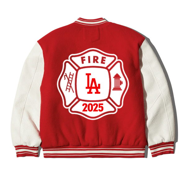 LA Fire Dept. Leather Varsity Jacket